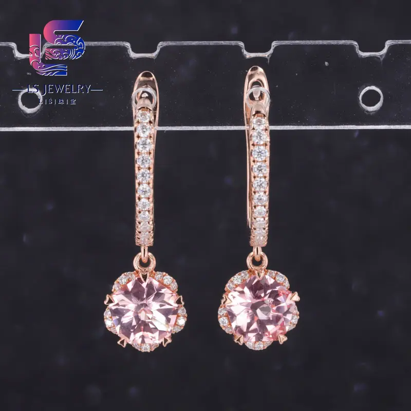 Bijoux de luxe personnalisés pour femmes Boucles d'oreilles en or rose véritable 10 carats 14 carats