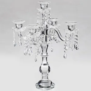 European Beautiful Clear Outfit Model Room Single Candelabra Head Crystal Candlestick Wedding Candlestick