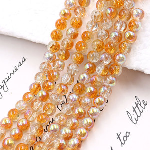 Cuentas de Cristal Craquelado de 8 mm <span class=keywords><strong>AB</strong></span>, Cristal de Vidrio Colorido Hecho a Mano al por Mayor - Blanco Naranja para Moda, para Hacer Pulseras - Product Image 4