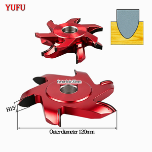Fresa de carburo YUF de 6 dientes en V con orificio central de 30 mm y diámetro de 120 mm, recubrimiento rojo, HRC 65/70, juego de 2 cuchillas OEM - Product Image 3