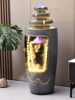 Fontaine d'eau d'intérieur moderne avec lumière LED, boule de cristal rotative à brume, cascade décorative pour sol et table, pour la maison et le bureau