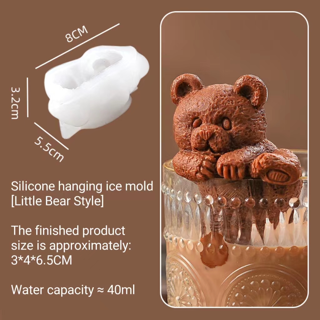 White-[Hanging cup] Over the wall bear ice cube mold
