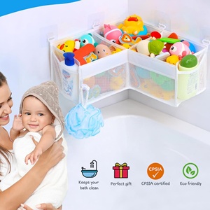 Organisateur de jouets de bain pour enfants avec accès rapide et plusieurs compartiments, pochette de rangement murale portable en maille - Product Image 5