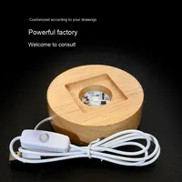 Lampe de nuit 3D créative en bois massif USB/Type-C, design moderne, base lumineuse, LED blanc chaud, alimentation par prise secteur, salon