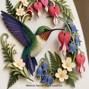 Tarjeta 3D Pop-up con Diseño Original ZS-PC0270, Colibrí en Arco Floral, Corte Láser de 4 Colores, Papel con Barnizado Brillante, Tarjeta de Felicitación con Temática Natural - Product Image 4