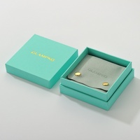 Boîte de présentation carrée GLAMPKG en turquoise pour bijoux, étui portable en papier pour bagues, boucles d'oreilles, colliers, présentoir de comptoir