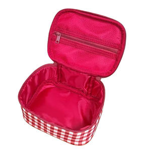 Bolsa de Maquillaje Impermeable de Tela a Cuadros, Organizador de Cosméticos, Estuche de Viaje para Artículos de Tocador con Divisores Extraíbles - Product Image 5