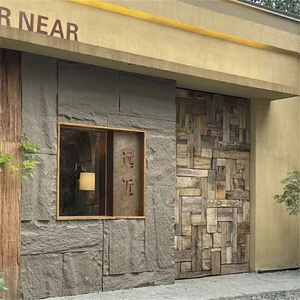 Impermeabile ignifugo 3D decorativo in poliuretano nero pietra artificiale finta cultura Rock pannello di parete di montagna per parete esterna - Product Image 6