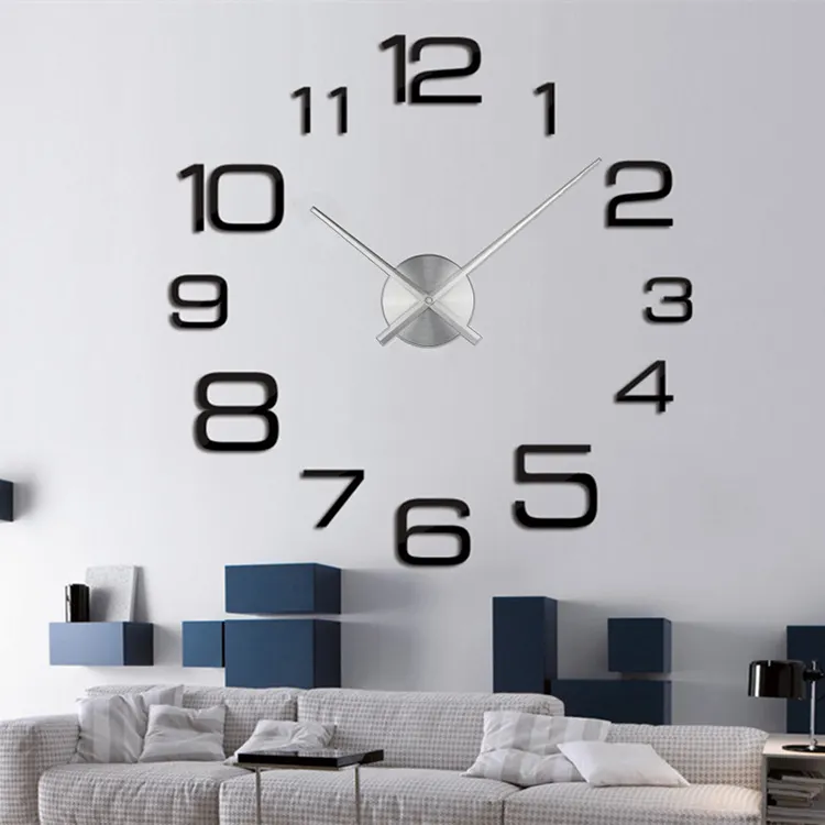 Hot sale 3D diy Wall Clock Frameless Acrylic DIY Digital Clock Wall Stickers Silent Clock for Living Room Office Wall Decor