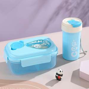 Ensemble de boîtes à lunch et gourdes en plastique portables pour enfants, très demandé - Product Image 4