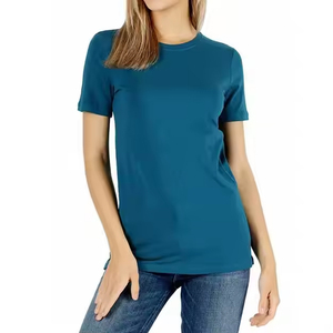 T-shirt décontracté à col en V en coton pour femmes, avec trou de bouton, léger, motif 3D, manches courtes, écologique pour l'été et l'extérieur. - Product Image 1