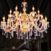 Lámpara de Araña de Cristal con Marco de Hierro Estilo Europeo para Sala de Estar, 6/8 Cabezas, Luz LED Blanca Neutra, Fácil Instalación, 2 Años de Garantía
