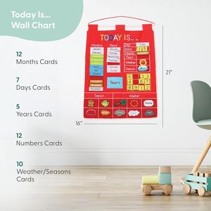 Tableau mural interactif en tissu pour l'apprentissage du calendrier, avec poches, pour la gestion du temps des tout-petits, des enfants et des élèves de maternelle - Product Image 3