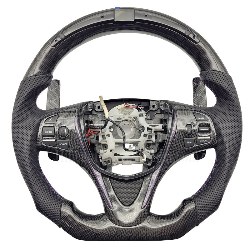 Carbon Fiber+Leather+Led+Paddles Buttons+Purple Stitching