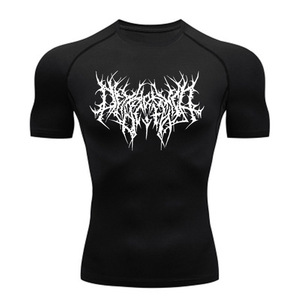 T-shirts de compression à séchage rapide et haute élasticité personnalisés pour hommes, manches courtes, course à pied, gym, fitness, boxe, vêtements de sport, look sportif - Product Image 3