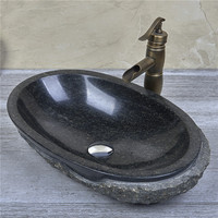 Lavabo de salle de bain et de toilettes de style européen, vente chaude, lavabo en pierre de granit noir naturel, design personnalisé, lavabo artistique