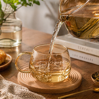 Mug en verre ambré de 14 oz avec poignée, en borosilicate de haute qualité, design moderne, sans BPA, compatible lave-vaisselle et micro-ondes, logo personnalisable, cadeau