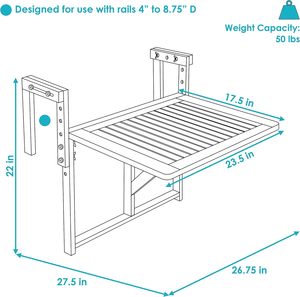 <strong>Bamboo</strong> Wooden Hanging Balcony Deck Folding <strong>Table</strong> Patio Railing Dining <strong>Table</strong> Garden <strong>Coffee</strong> Furniture Desk - Product Image 5