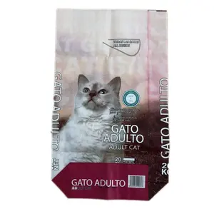 China empty cat litter bags 10kg 15kg 20kg moisture proof BOPP laminated PP woven plastic dog cat food package sacks