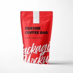 Bolsas de granos de café coloridas personalizadas, con válvula de cremallera y ventana, bolsa de pie, paquete de granos de café