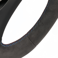 Volant en Alcantara complet avec bande supérieure rouge et bleue, fond plat, pour BMW Série 3, 5, 7 E60 E63 E70 E87 E84 E90 E91 E92 M3 M4 M5