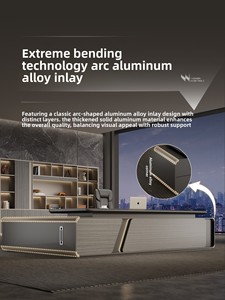 Di fascia alta a forma di L scrivania e sedia combinazione con bordo curvo e armadietti semplice Design moderno per ufficio - Product Image 3