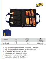Kit d'outils d'électricien isolés VDE 1000V WEIDA, tournevis, pinces, testeur de tension, personnalisable OEM, en fer