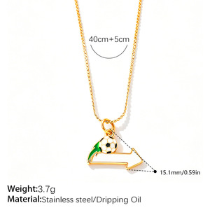 Collier pendentif football plaqué or 18 carats avec zircon incrusté, bijou chaîne sportive, cadeau pour femme - Product Image 2