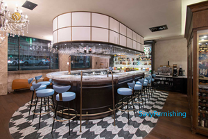 Comptoir de bar moderne en U pour club, bar à vin commercial avec casier à bouteilles, station de bar à cocktails éclairée, solution tout-en-un - Product Image 5