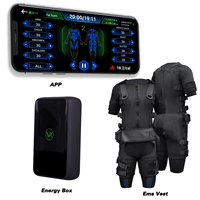 Combinaison d'entraînement EMS sans fil, imperméable, en nylon, 22 électrodes, sangles réglables, contrôleur intelligent par tablette pour usage commercial en fitness