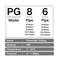 Raccord pneumatique droit en plastique PBT série PG, réducteur, connexion rapide à une touche, connecteur de tube d'air 4 6 8 10 12 16 mm DE