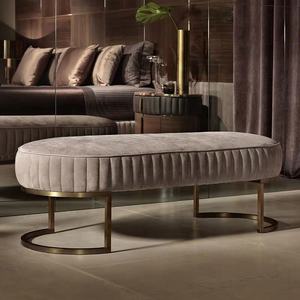 नई डिजाइन गर्म बिक्री बिस्तर बेंच तुर्क के साथ मखमल सामग्री स्टेनलेस स्टील फ्रेम - Product Image 4