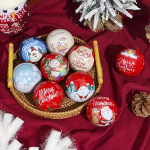 Gift Packing Christmas Ball Tin Box Kids Candy Packing Tin Metal Ball Box Iron Tinplate Ball Box Xmas Tree Decoration