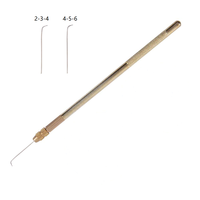 Aiguilles à crochet en acier allemand pour la fabrication de perruques, 1 support en laiton, outils pour extensions de cheveux, emballées dans un sac, crochet pour perruque en dentelle, ventilation