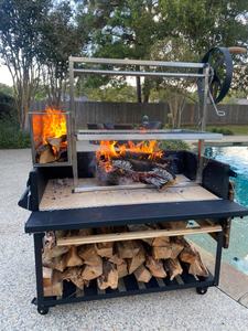 Parrilla de carbón argentina de 2 asadores giratorios automáticos - Acero con recubrimiento en polvo, sin humo, con carro, control táctil de seguridad contra llamas - Product Image 2