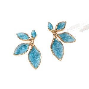 Fashionable Leaf Clip-on <b>Earrings</b> Zinc Alloy <b>Red</b> Green Blue Purple Party Women's Jewelry - Product Image 5