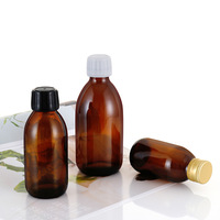 Bouteille pour liquide buccal de 30ml, 60ml, 100ml, flacon rond en verre, ambre végétale avec bouchon en aluminium