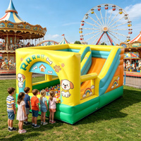 Château gonflable en PVC GOLDEN ART pour enfants, motif dessin animé, avec toboggan, piscine à balles, aire de jeux extérieure, jouet gonflable
