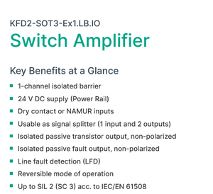 ใหม่และเป็นของแท้ P+F ตัวแยกสัญญาณแบบ 1 ช่องสัญญาณ 24 V KFD2-SOT3-EX1.LB.IO สวิตช์แอมพลิฟายเออร์แบบแยกสัญญาณเพื่อความปลอดภัย - Product Image 2