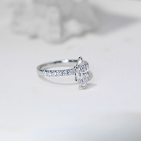Bague de fiançailles et de mariage en diamant de laboratoire taille marquise, or blanc, or rose, or jaune, platine, 9K, 14K, 18K