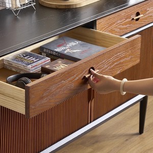 French Style Solid Wood <b>Sideboard</b> 150x43x80cm Roll Up Door Living Room <b>Storage</b> Cabinet - Product Image 4