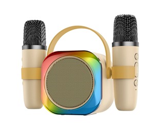 Haut-parleur LED arc-en-ciel mignon avec deux micros et mode de suppression de la voix originale pour le chant en intérieur et en extérieur - Product Image 2