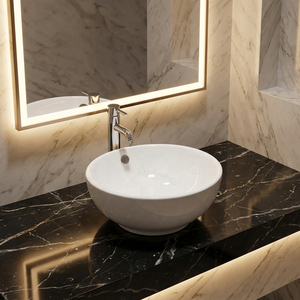 Lavabo de Cerámica Blanco Redondo en Forma de Cuenco, Lavabo Sobre <span class=keywords><strong>Encimera</strong></span>, Directo de Fábrica Sanitaria Chaozhou, Lavamanos para Baño - Product Image 1