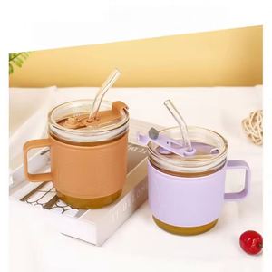 Hot <b>Sale</b> Modern Designed 350ml Premium Glass Cup with <b>Straw</b> Lid <b>for</b> Outdoor Activities - Product Image 4