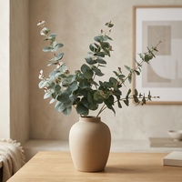 Ranting Eucalyptus Buatan Berkualitas Tinggi L-598, Daun Perak, Tangkai Panjang, Sentuhan Alami, Ramah Lingkungan, Bersertifikat CE, Cocok untuk Pernikahan