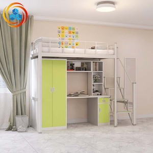 <span class=keywords><strong>Lit</strong></span> superposé moderne et simple en fer YiCun pour adultes avec armoire intégrée, idéal pour appartement d'étudiant, mobilier de dortoir en métal - Product Image 4