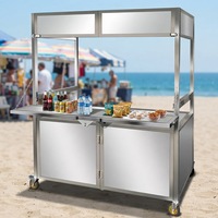 Nouvelle Arrivée Chariot de Vente Mobile Pliable Commercial en Acier Inoxydable pour la Restauration de Rue avec Armoire de Rangement Verrouillable