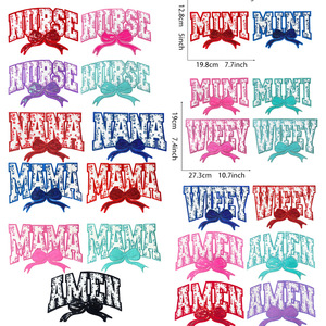 Patch brodé thermocollant en chenille « <span class=keywords><strong>Big</strong></span> <span class=keywords><strong>Mama</strong></span> » avec nœud à sequins pour vêtements féminins, idéal comme cadeau pour maman - Product Image 6