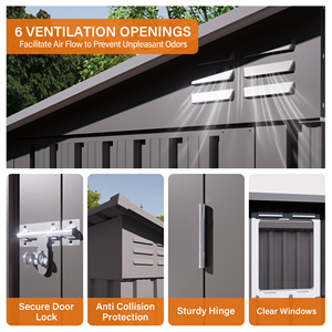 Cobertizo de <span class=keywords><strong>almacenamiento</strong></span> de Metal para exteriores, 4x9 pies, envío gratis en stock, con puerta frontal con bisagras para cobertizo de herramientas compacto impermeable y bloqueable - Product Image 3