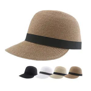 Оптовая продажа, летняя женская Соломенная пляжная шляпа с козырьком и козырьком